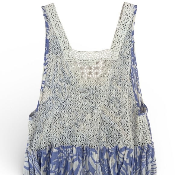 Intimately Free People Floral Crochet Lace Maxi Dress Blue Cream Sleeveless XS - Picture 5 of 5